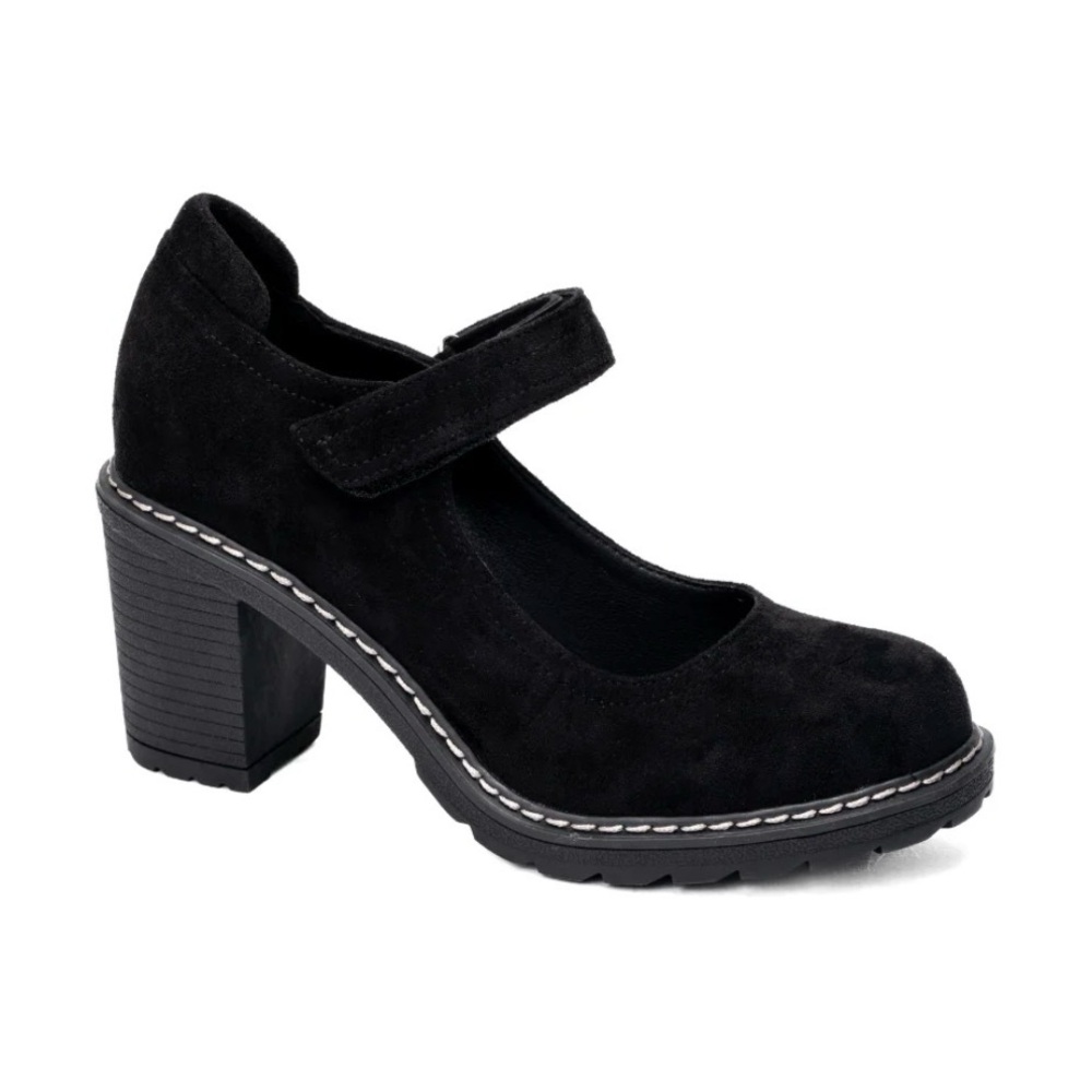 Corkys Black Suede Block Heel Mary Janes